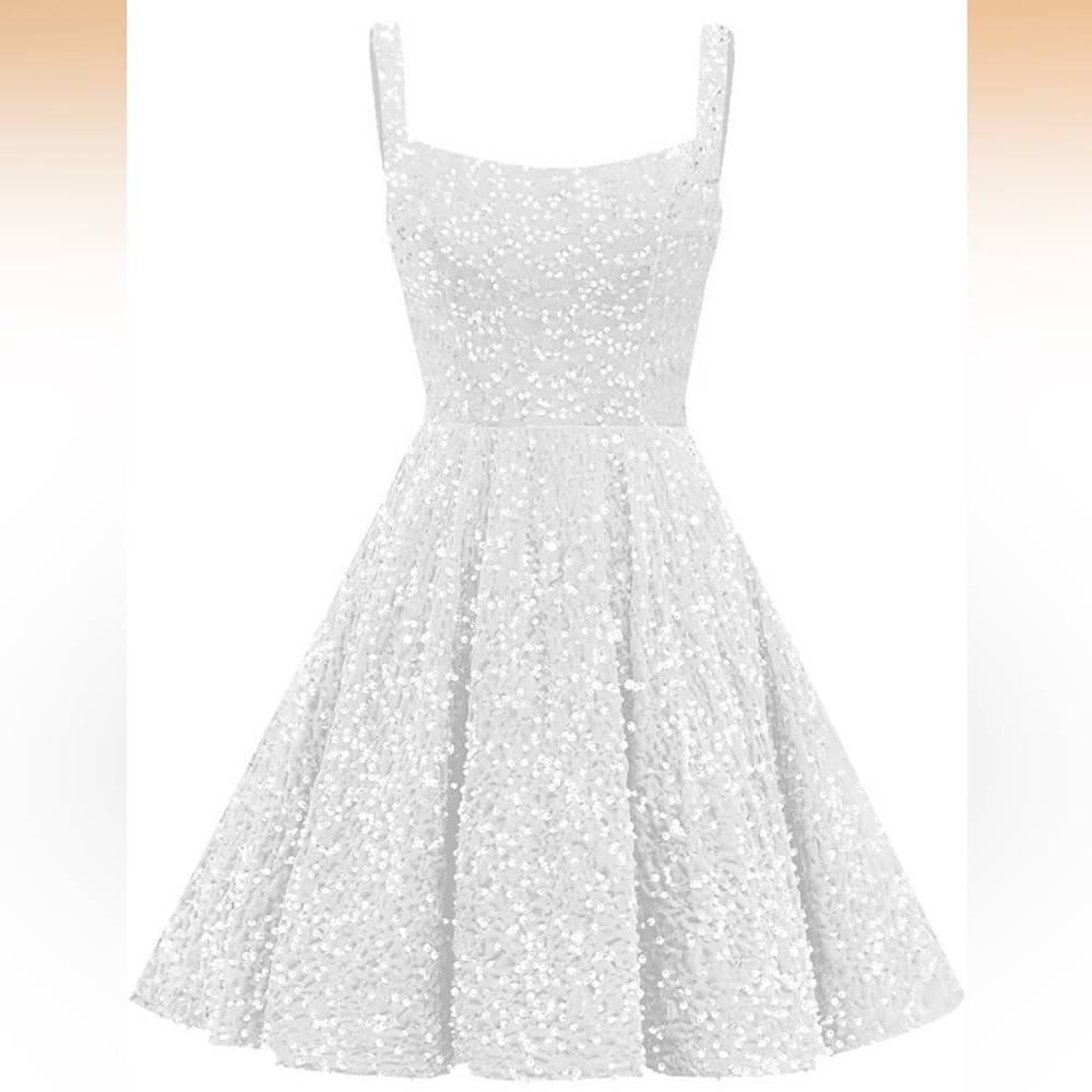 White Sequin A-Line Twirl Dress